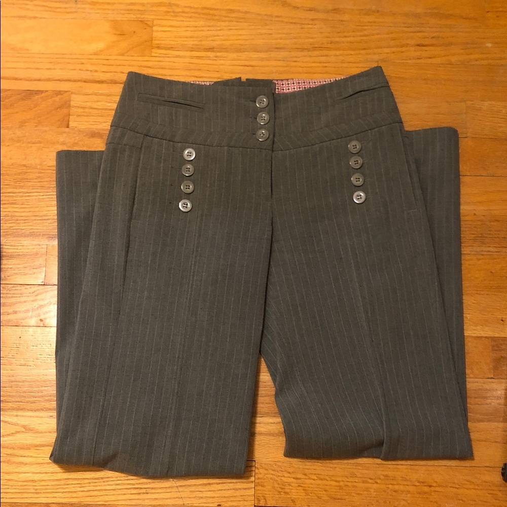 Anthropologie Cartonnier Gray Pinstriped Wide-Leg Pants Size 2 Perfect Condition